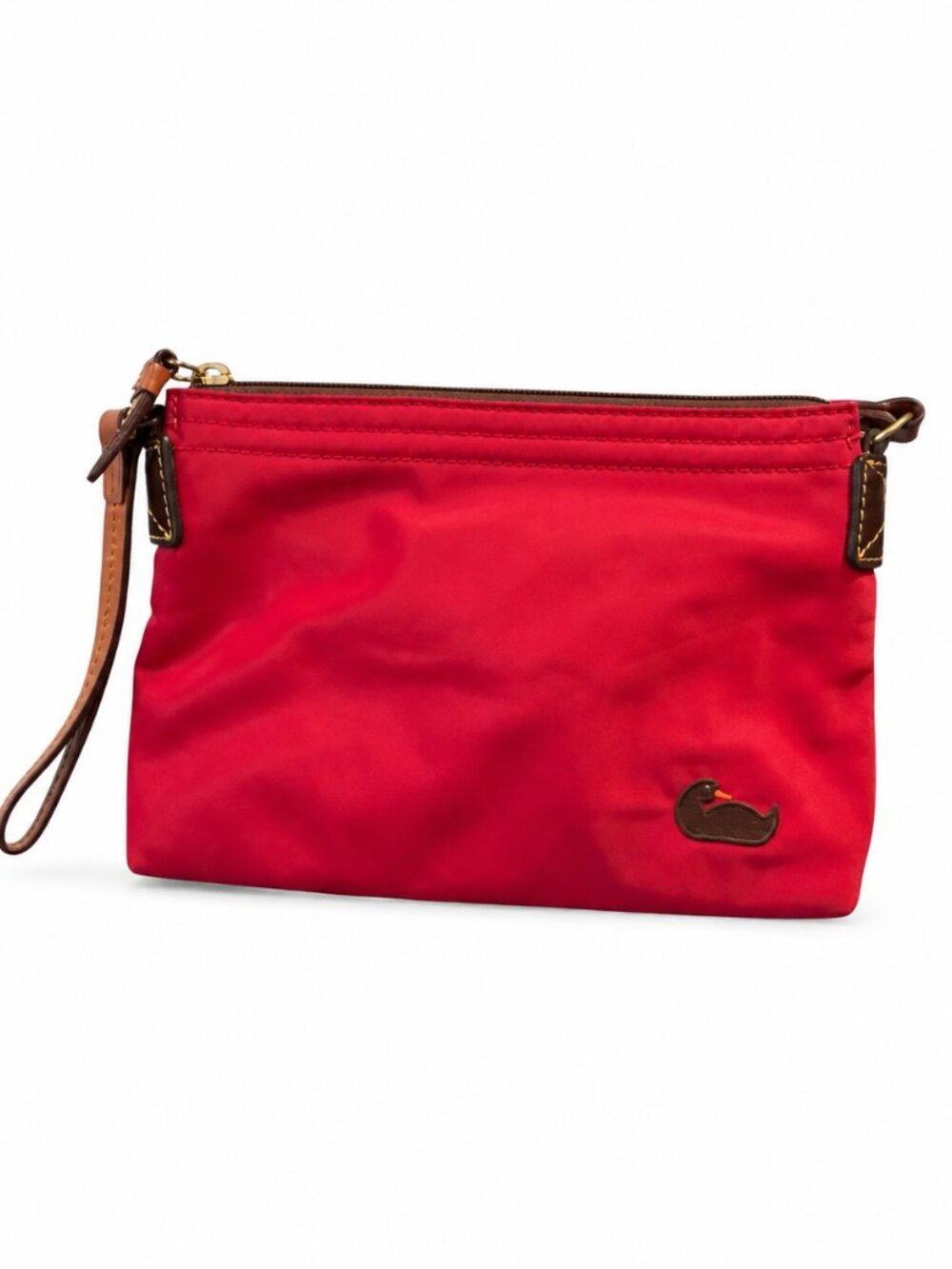 Dooney & Bourke Red Nylon Crossbody Bag Leather Suede Trim Y2K Pouchette